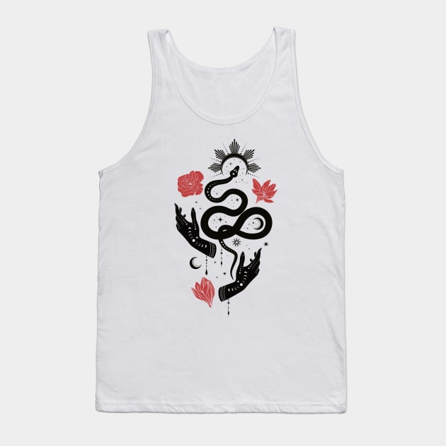 Tarot Symbols • Witchcraft • Black & Red Tank Top by Rike Mayer